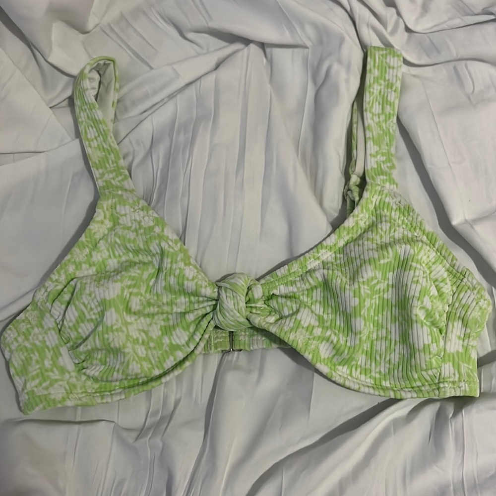 Green floral bathing suit top
